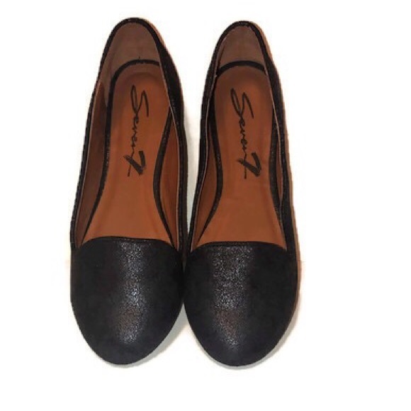 Seven 7 Ballet Flats Loafers Black Shimmer - Picture 2 of 4